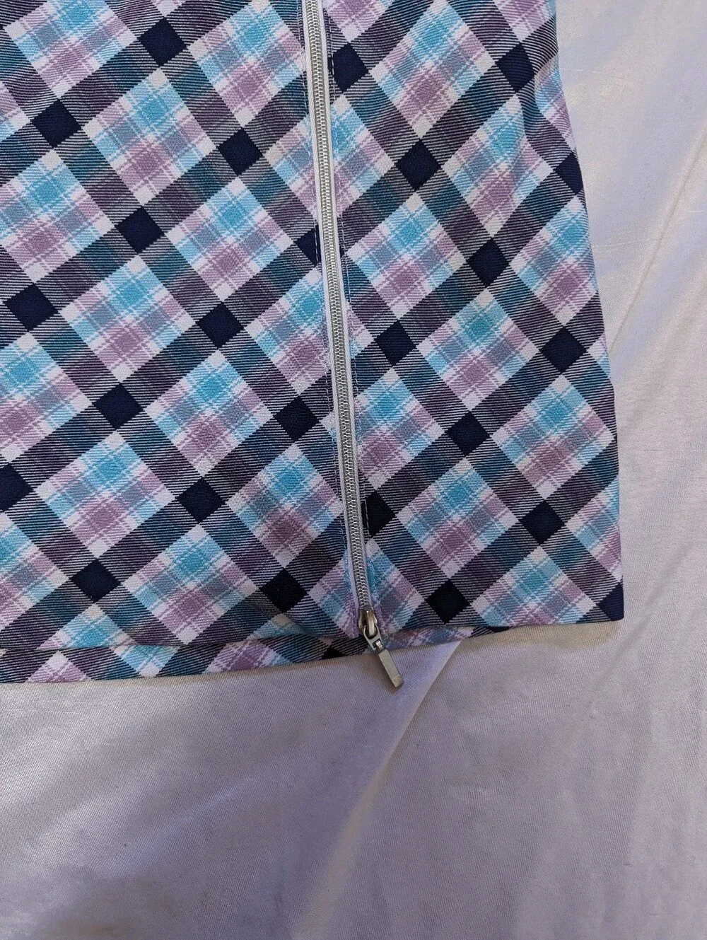 Lady Hagen Blue Purple Plaid Women's Golf Athletic Skort With Zipper Front Sz 8